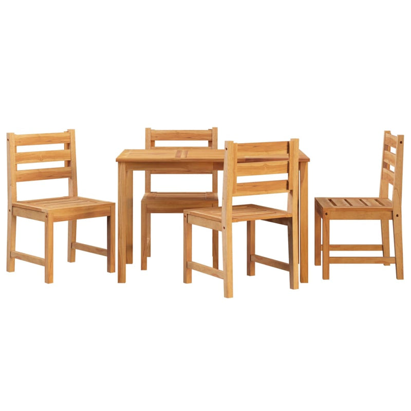 5 Piece Garden Dining Set Solid Wood Teak