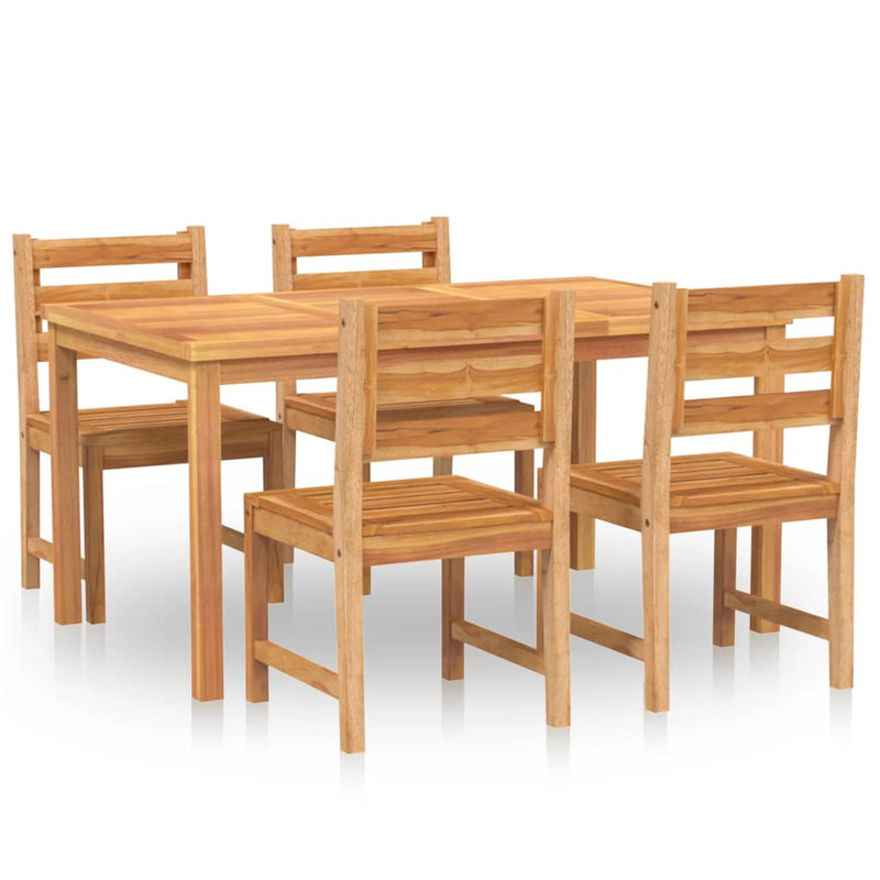 5 Piece Garden Dining Set Solid Wood Teak