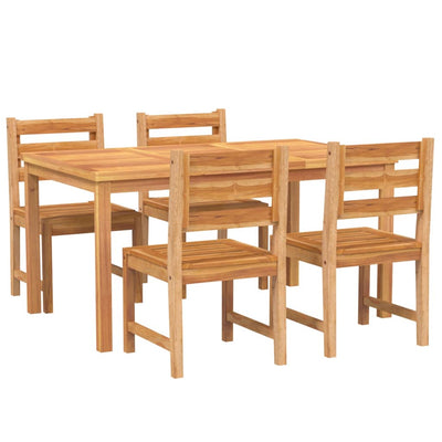 5 Piece Garden Dining Set Solid Wood Teak