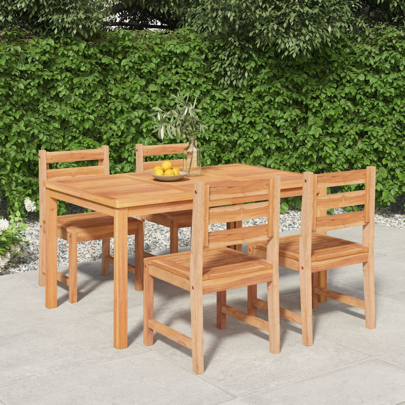 5 Piece Garden Dining Set Solid Wood Teak