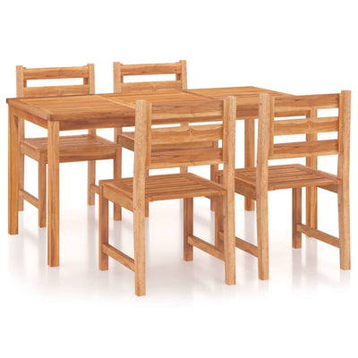 5 Piece Garden Dining Set Solid Wood Teak