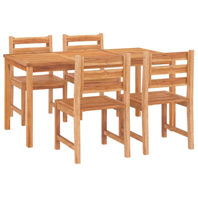 5 Piece Garden Dining Set Solid Wood Teak