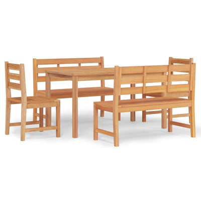 5 Piece Garden Dining Set Solid Wood Teak