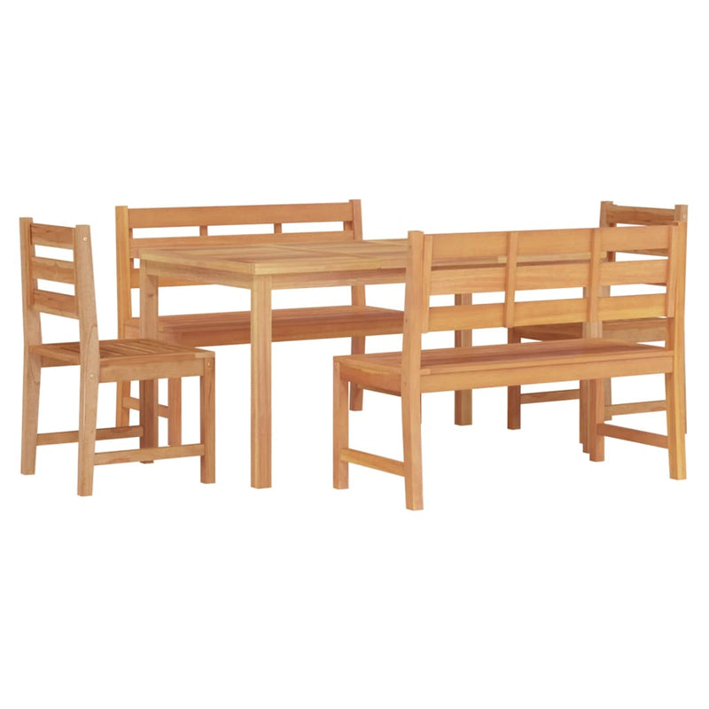 5 Piece Garden Dining Set Solid Wood Teak