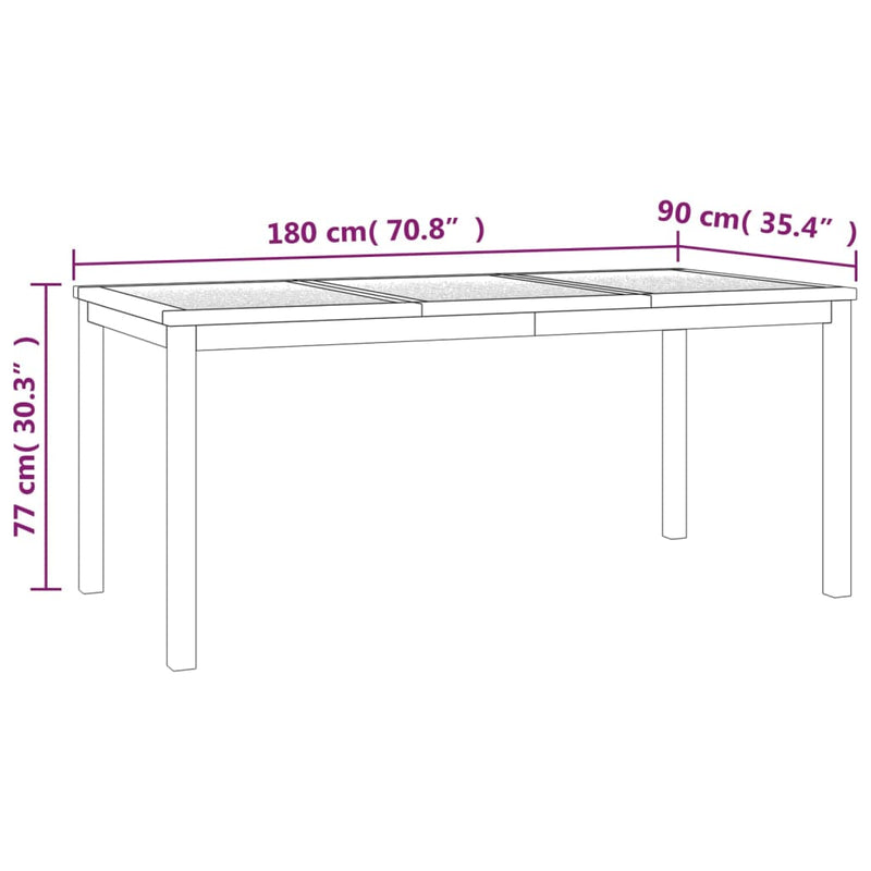 Juego de comedor de jardín de 3 piezas de madera maciza de teca