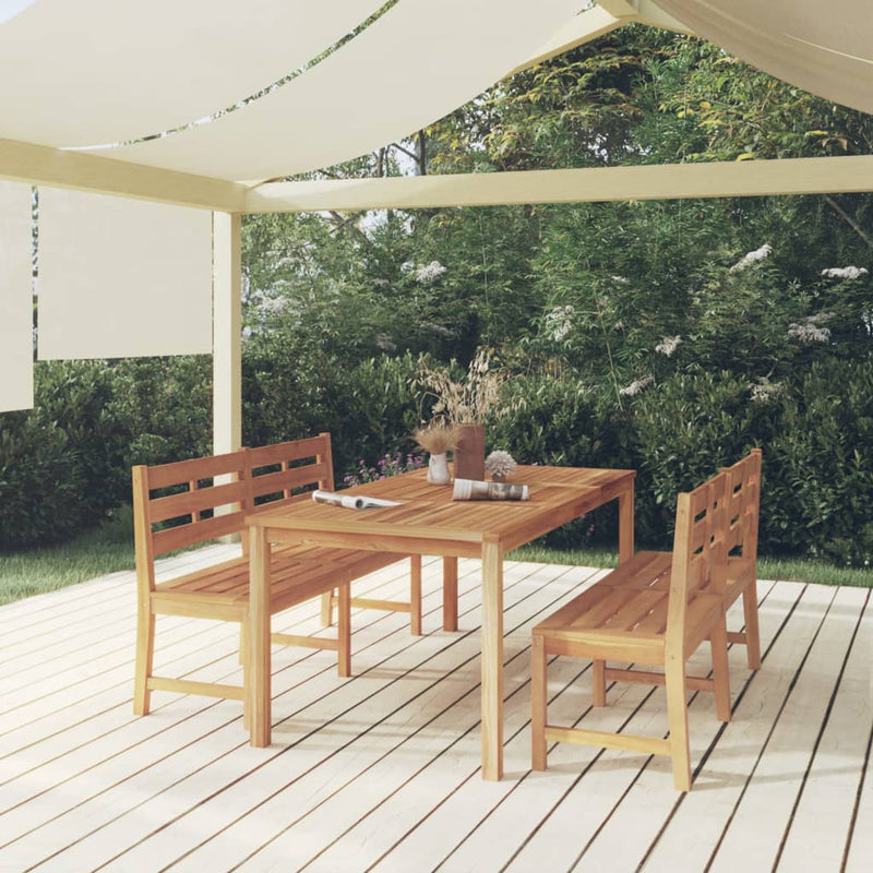 Juego de comedor de jardín de 3 piezas de madera maciza de teca