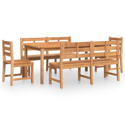 5 Piece Garden Dining Set Solid Wood Teak