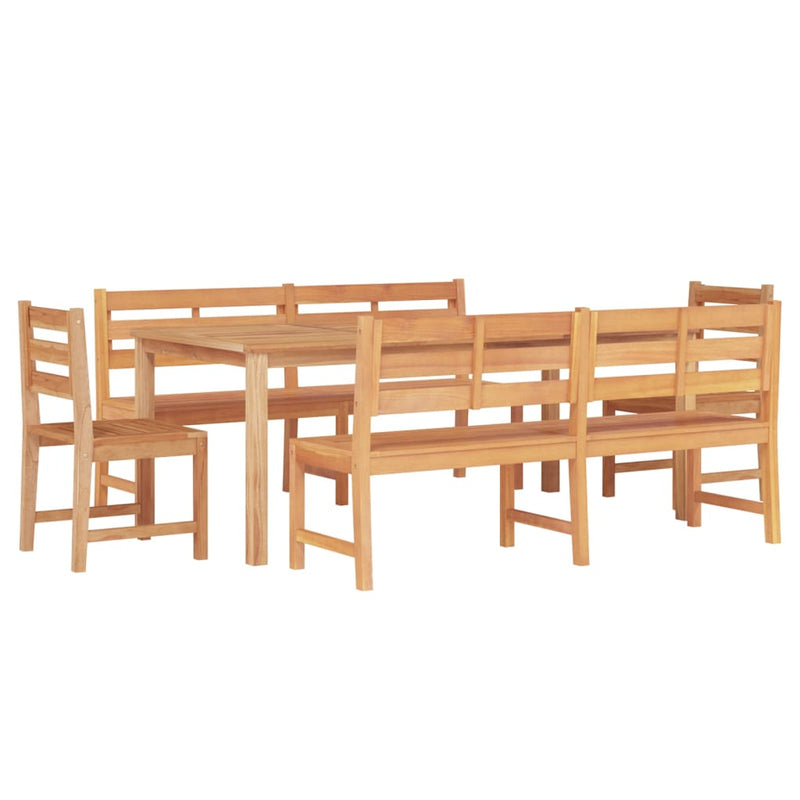 5 Piece Garden Dining Set Solid Wood Teak