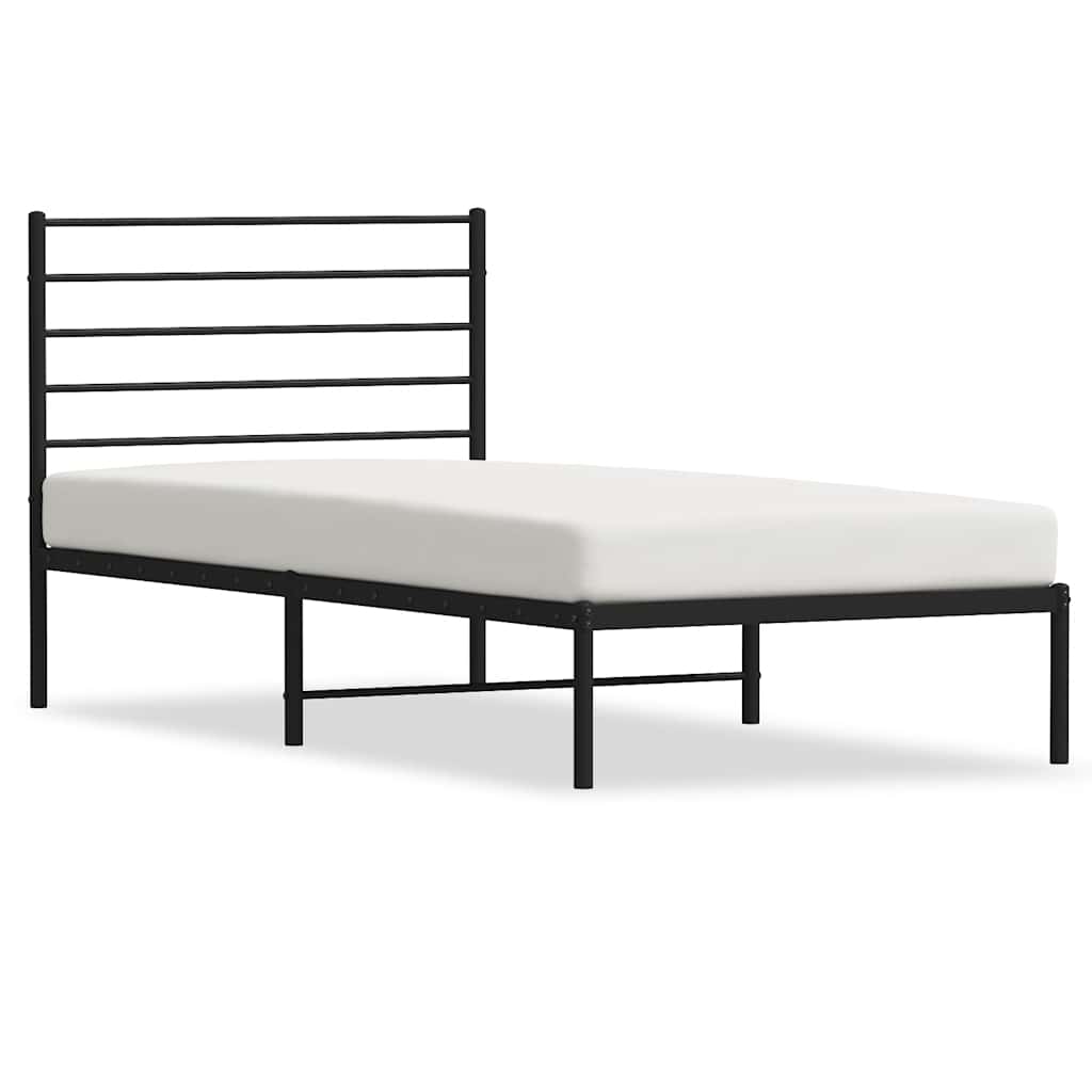 Metal Bed Frame without Mattress With headboard Black 90 cm 190 cm