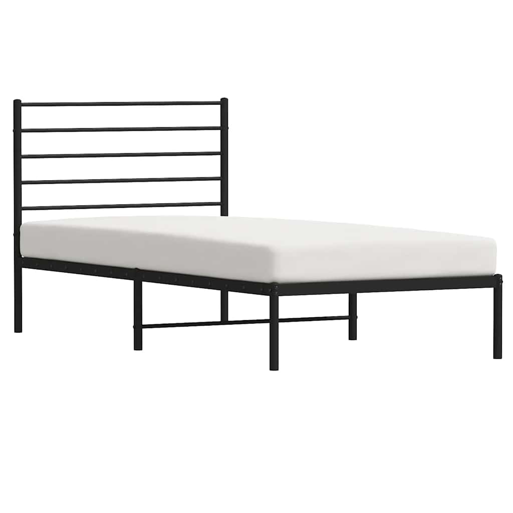 vidaXL Metal Bed Frame without Mattress with Headboard Black 90x190cm 5
