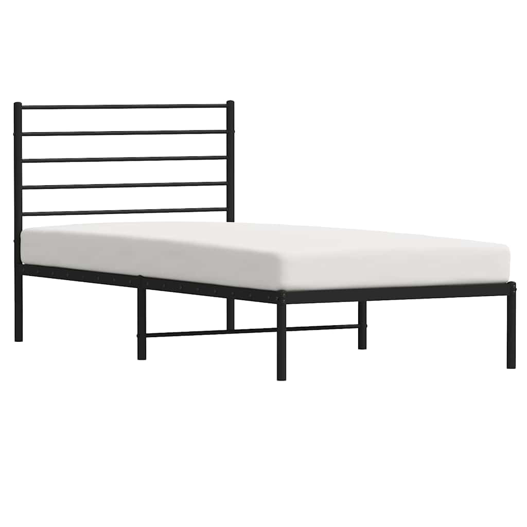 vidaXL Metal Bed Frame without Mattress with Headboard Black 90x200cm 5