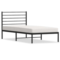 vidaXL Metal Bed Frame without Mattress with Headboard Black 100x200cm 2