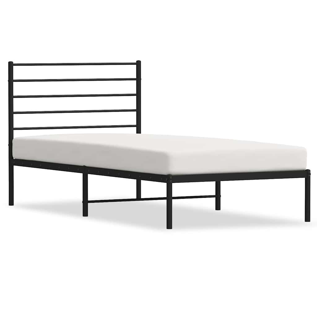 Metal Bed Frame without Mattress With headboard Black 100 cm 200 cm