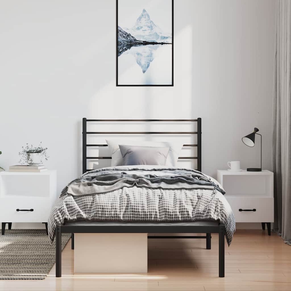 Metal Bed Frame without Mattress With headboard Black 100 cm 200 cm