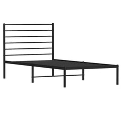 vidaXL Metal Bed Frame without Mattress with Headboard Black 100x200cm 4