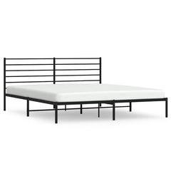Metal Bed Frame without Mattress With headboard Black 193 cm 203 cm