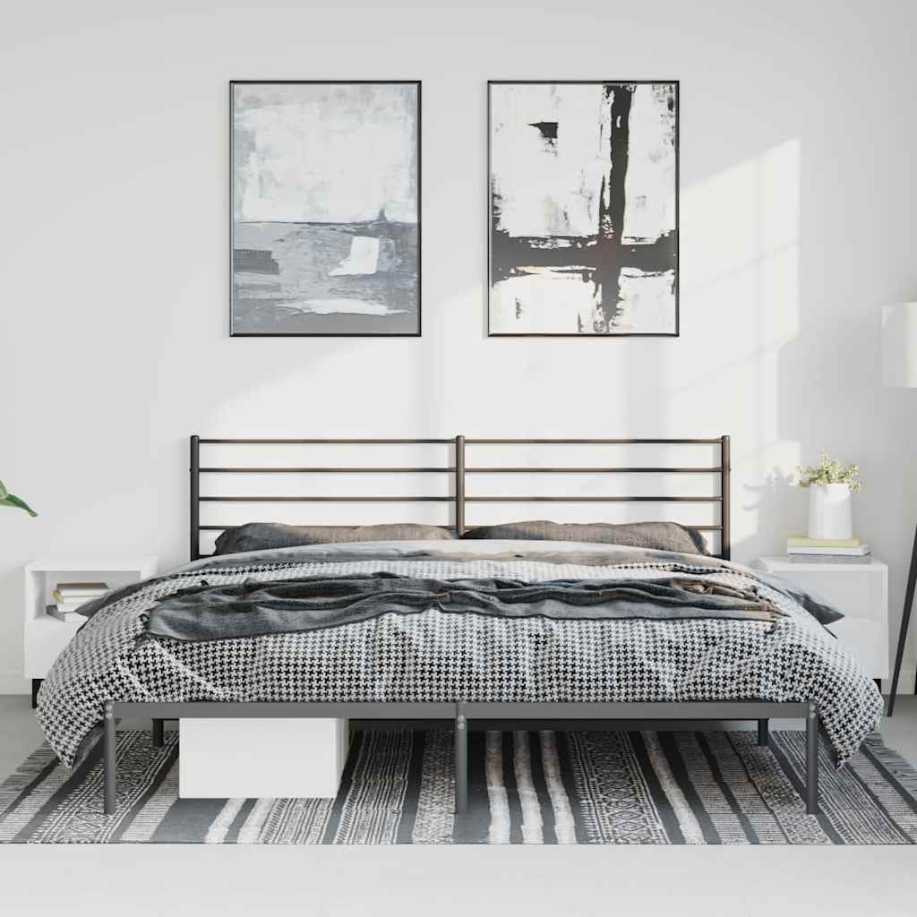 vidaXL Metal Bed Frame without Mattress with Headboard Black 193x203cm 3
