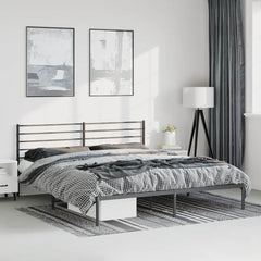vidaXL Metal Bed Frame without Mattress with Headboard Black 193x203cm 1