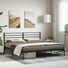 vidaXL Metal Bed Frame without Mattress with Headboard Black 200x200cm 4