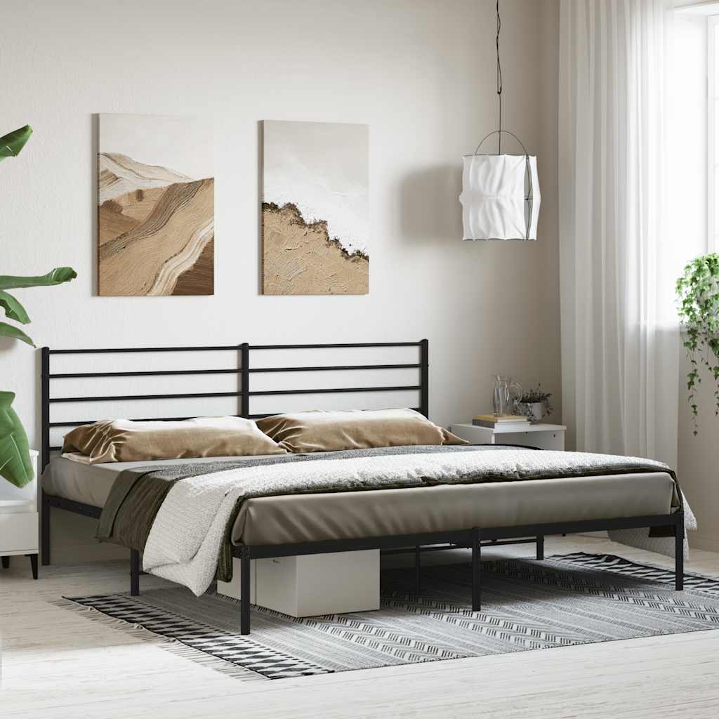 Metal Bed Frame without Mattress With headboard Black 200 cm 200 cm