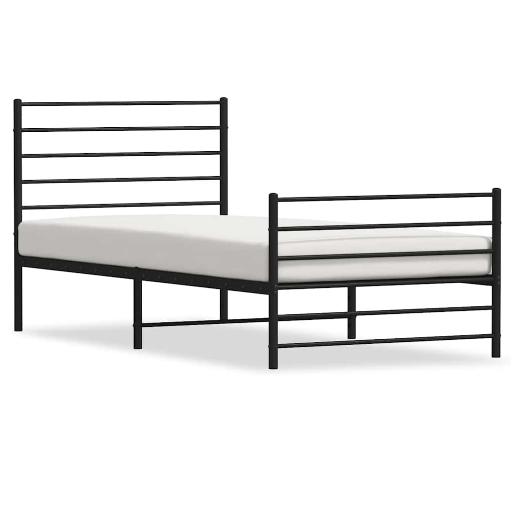 Metal Bed Frame without Mattress with Footboard With headboard & footboard Black 80 cm 200 cm