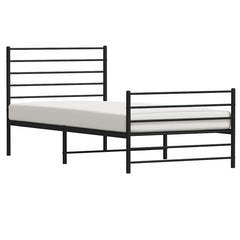 vidaXL Metal Bed Frame without Mattress with Footboard Black 80x200cm 5