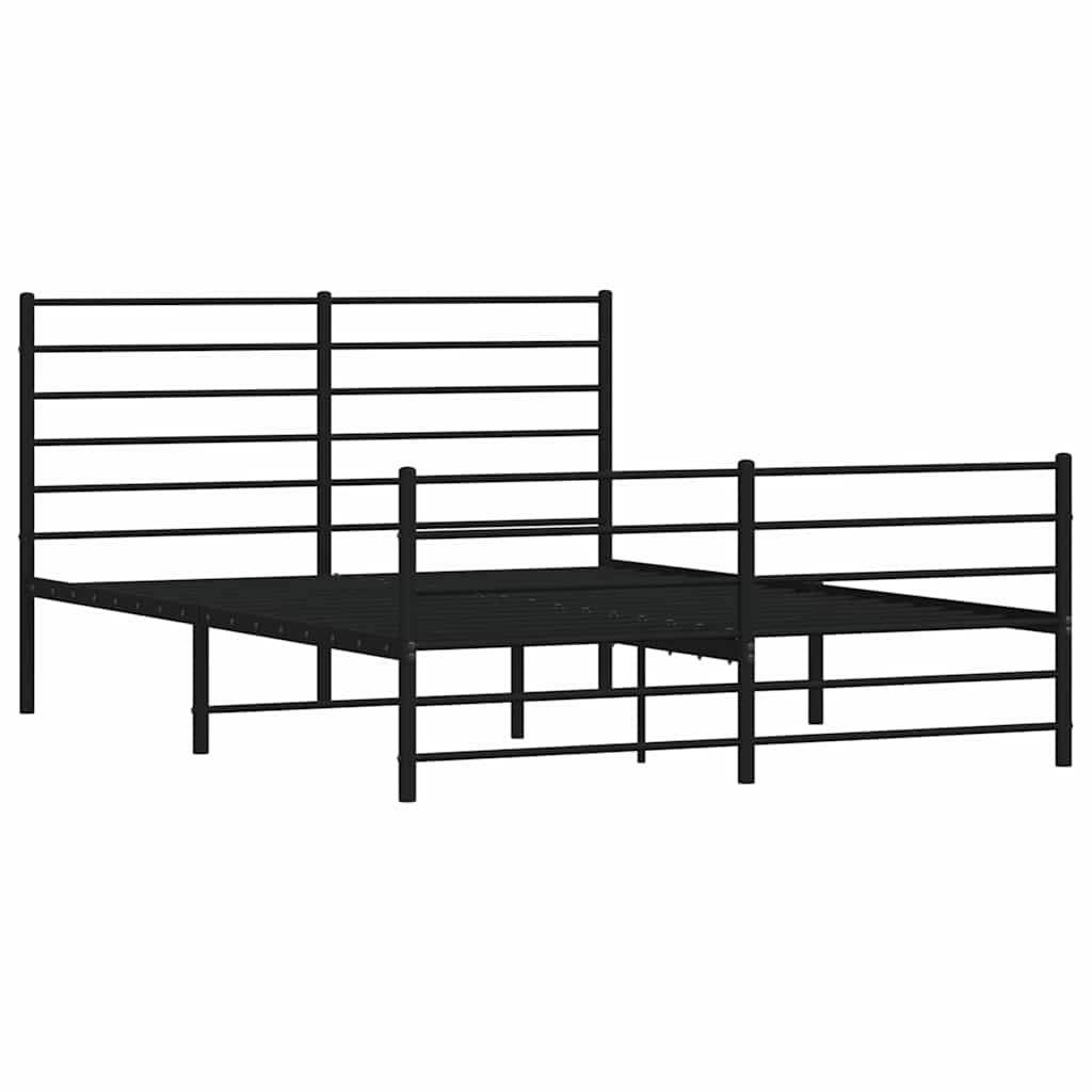 vidaXL Metal Bed Frame without Mattress with Footboard Black 135x190cm 4