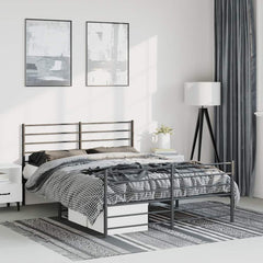 vidaXL Metal Bed Frame without Mattress with Footboard Black 135x190cm 1