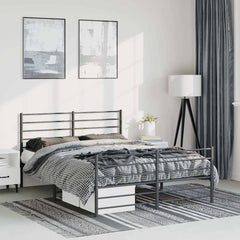 vidaXL Metal Bed Frame without Mattress with Footboard Black 150x200cm 1