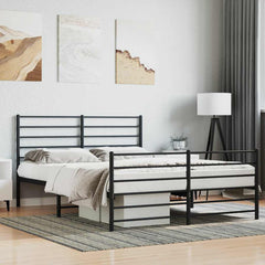 vidaXL Metal Bed Frame without Mattress with Footboard With headboard & footboard Black