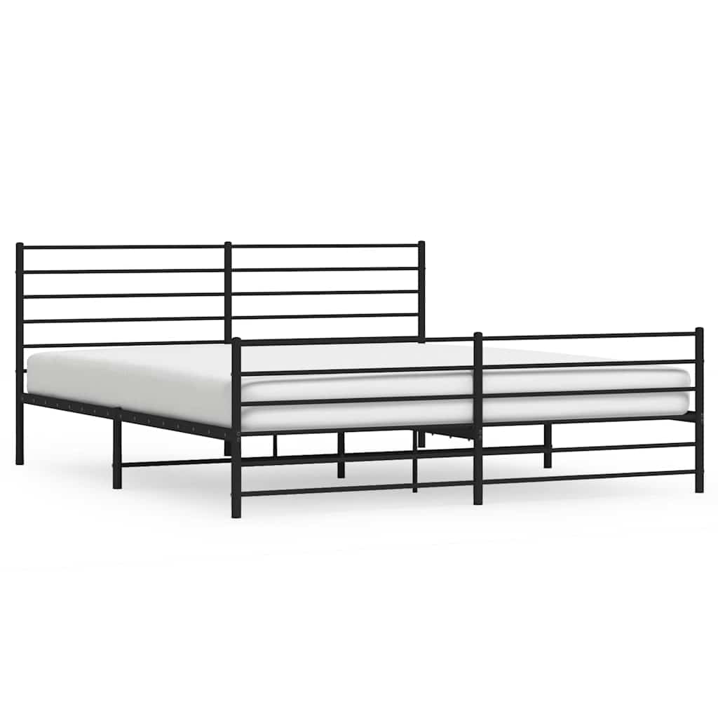 Metal Bed Frame without Mattress with Footboard With headboard & footboard Black 193 cm 203 cm