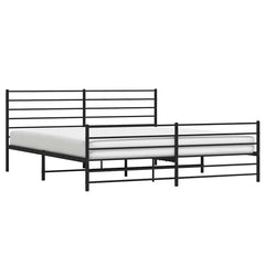 vidaXL Metal Bed Frame without Mattress with Footboard Black 193x203cm 5