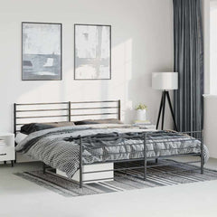 vidaXL Metal Bed Frame without Mattress with Footboard Black 193x203cm 1
