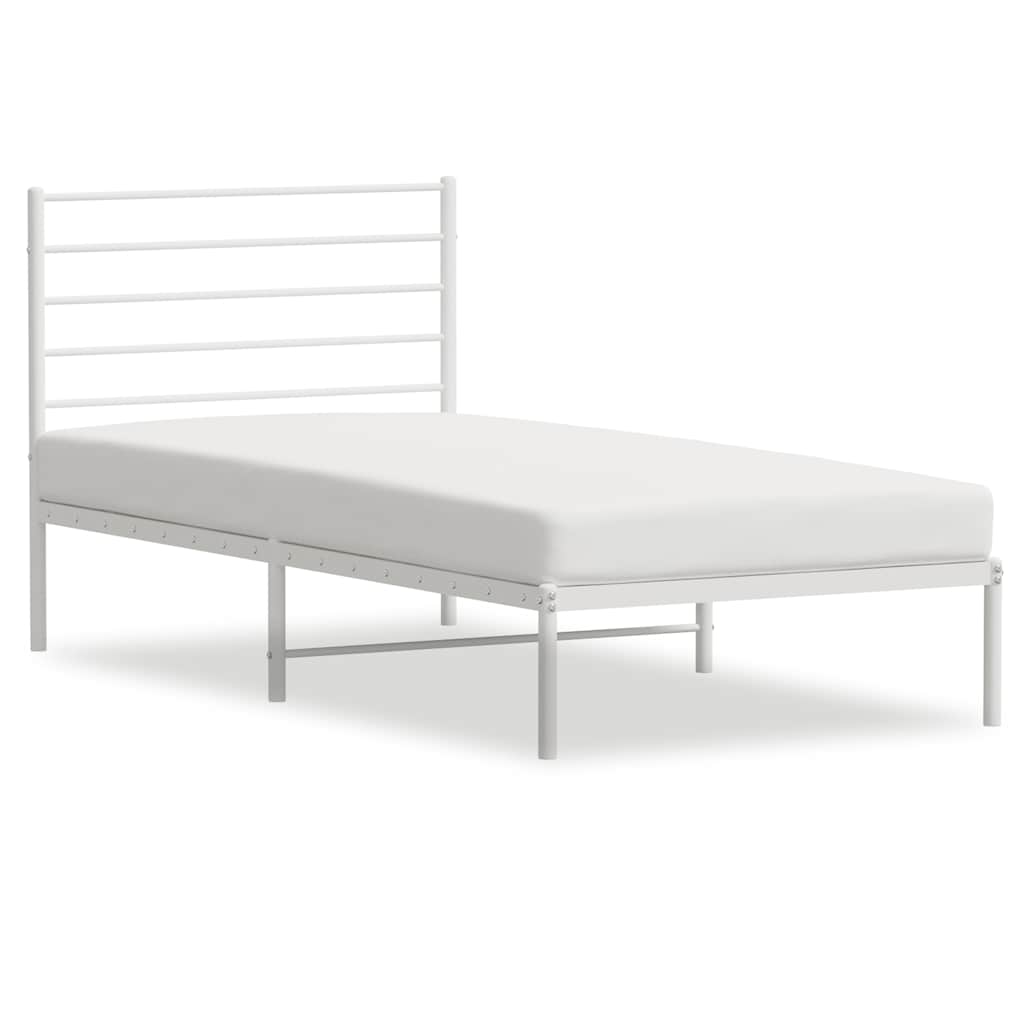 Metal Bed Frame without Mattress With headboard White 80 cm 200 cm