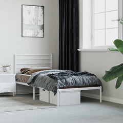 vidaXL Metal Bed Frame without Mattress with Headboard White 80x200cm 1