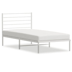vidaXL Metal Bed Frame without Mattress with Headboard White 107x203cm 2