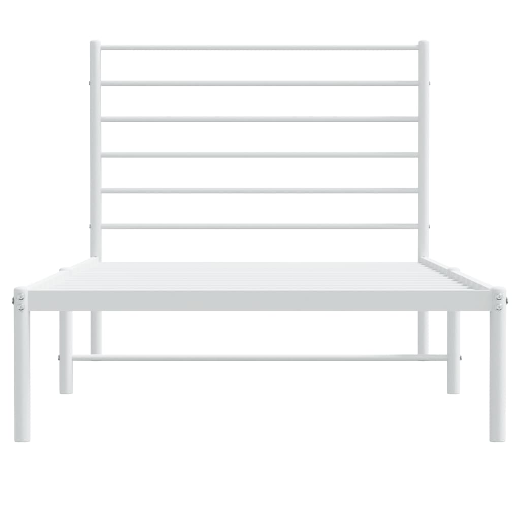 vidaXL Metal Bed Frame without Mattress with Headboard White 107x203cm 6