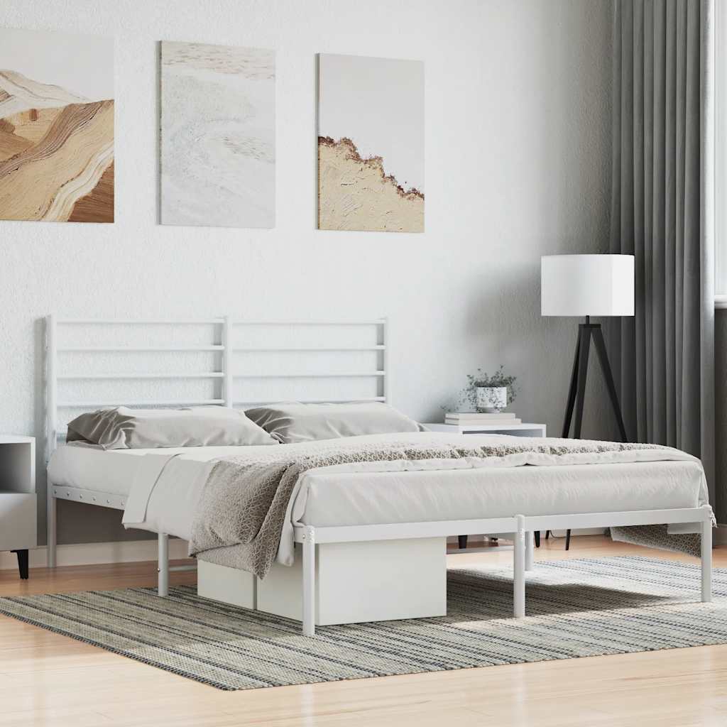 vidaXL Metal Bed Frame without Mattress With headboard White