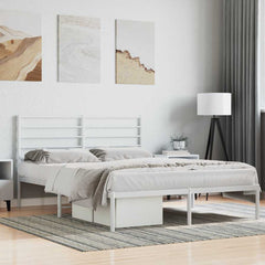 vidaXL Metal Bed Frame without Mattress With headboard White