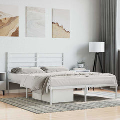 vidaXL Metal Bed Frame without Mattress With headboard White