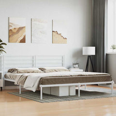 vidaXL Metal Bed Frame without Mattress With headboard White