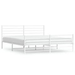 vidaXL Metal Bed Frame without Mattress with Footboard White 183x213cm 2