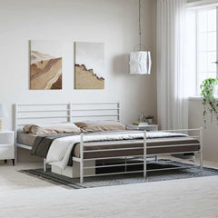 vidaXL Metal Bed Frame without Mattress with Footboard White 183x213cm 1