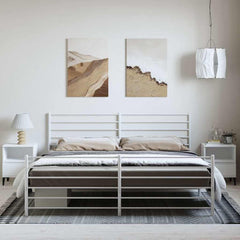 vidaXL Metal Bed Frame without Mattress with Footboard White 193x203cm 3