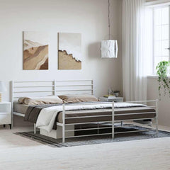 vidaXL Metal Bed Frame without Mattress with Footboard White 193x203cm 1