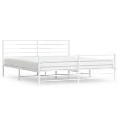 vidaXL Metal Bed Frame without Mattress with Footboard White 200x200cm 2