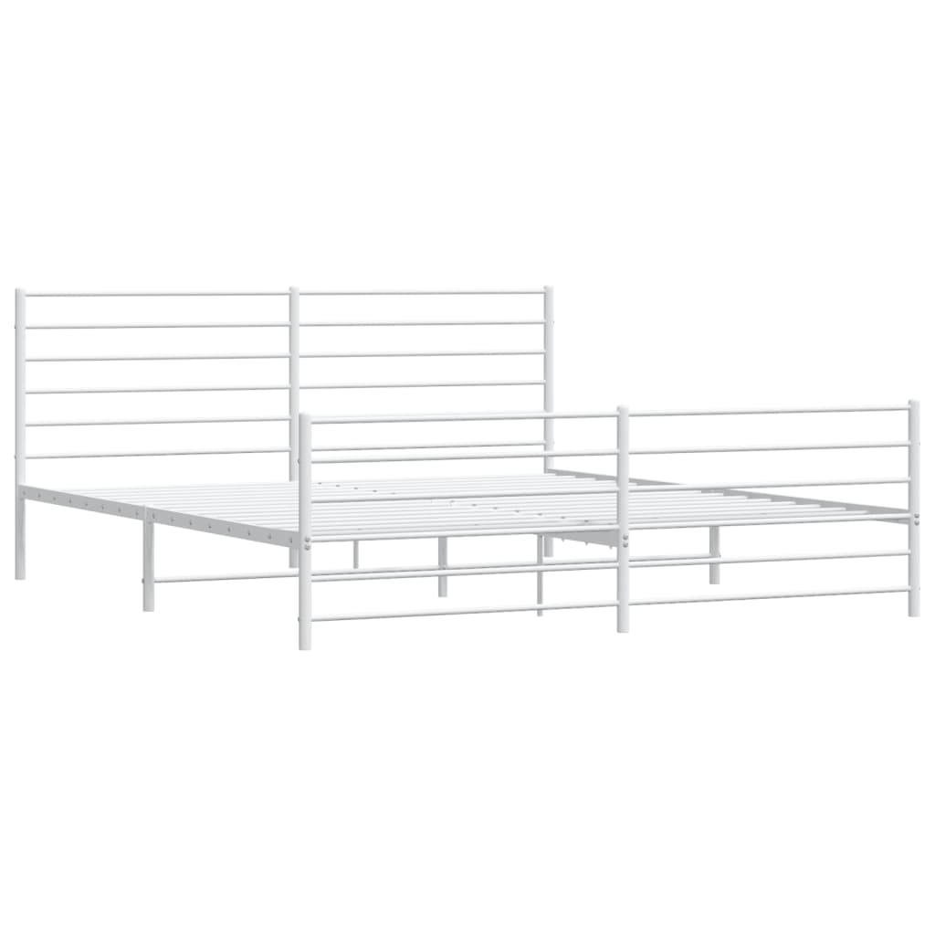 vidaXL Metal Bed Frame without Mattress with Footboard White 200x200cm 3