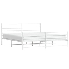 vidaXL Metal Bed Frame without Mattress with Footboard White 200x200cm 5