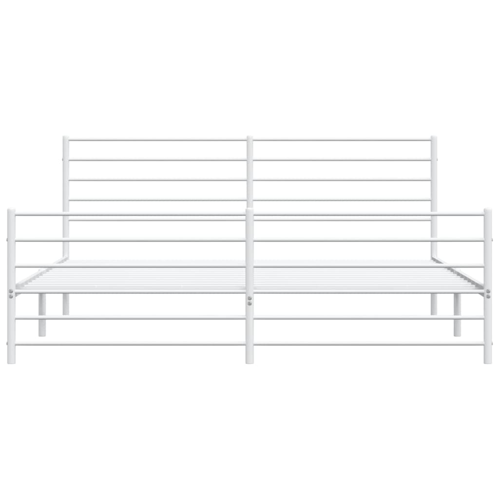 vidaXL Metal Bed Frame without Mattress with Footboard White 200x200cm 6