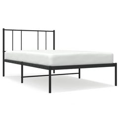 vidaXL Metal Bed Frame without Mattress with Headboard Black 100x190cm 2